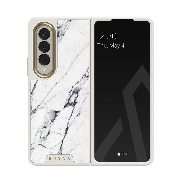 Satin White - Marble Samsung Galaxy Z Fold 4 Case