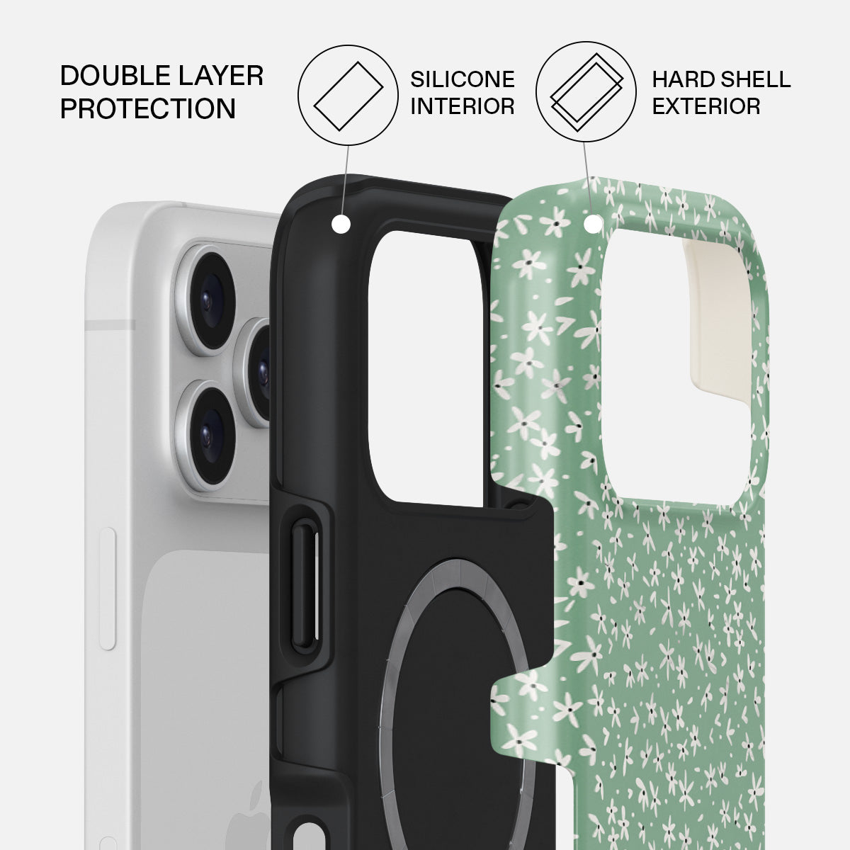 【未使用】BURGA iPhone17ケース チェッカー グリーン×ベージュ Lush Meadows - Floral iPhone 17 Pro Case | BURGA