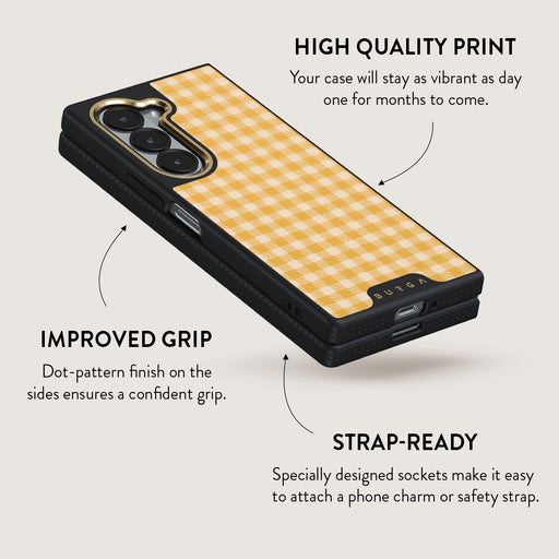 Tuscan Sun - Yellow Plaid Samsung Galaxy Z Fold 6 Case 5