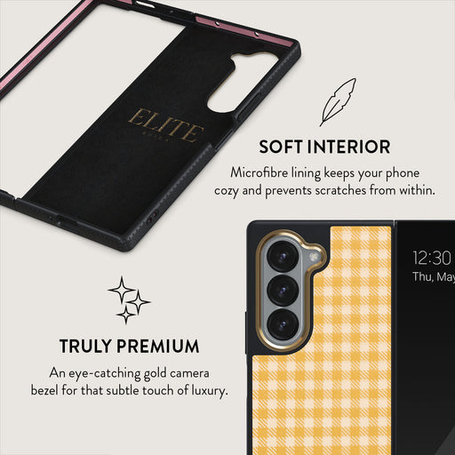 Tuscan Sun - Yellow Plaid Samsung Galaxy Z Fold 6 Case 6