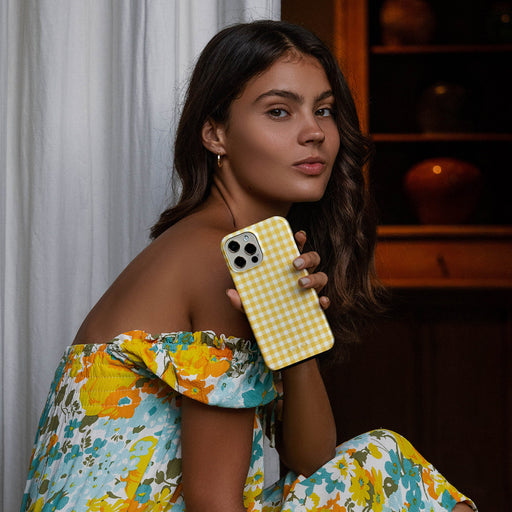 Tuscan Sun - Yellow Plaid iPhone 15 Plus Case 24