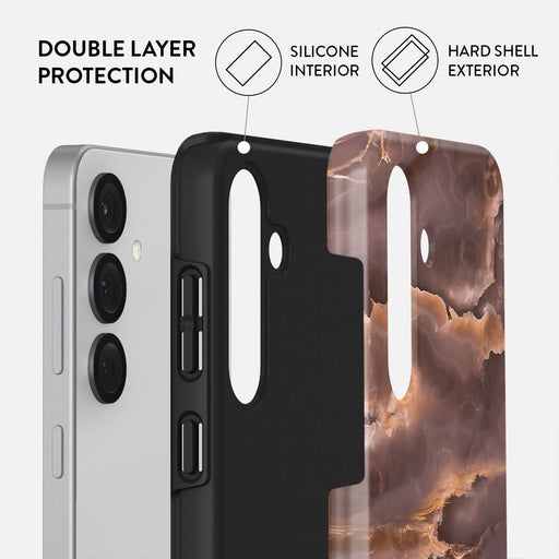 Fire Wood - Brown Marble Samsung Galaxy S25 Plus Case 2