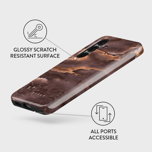 Fire Wood - Brown Marble Samsung Galaxy S25 Plus Case 3