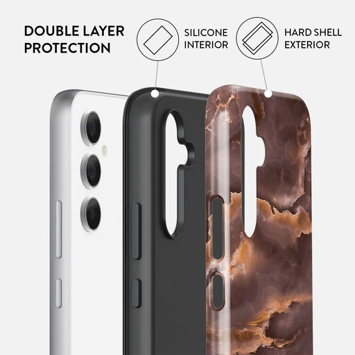 Fire Wood - Brown Marble Samsung Galaxy A55 Case 2
