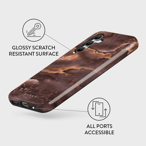 Fire Wood - Brown Marble Samsung Galaxy A55 Case 3