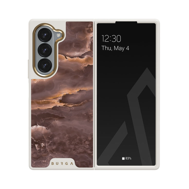 Fire Wood - Brown Marble Samsung Galaxy Z Fold 6 Case