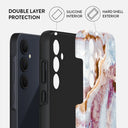 Frozen Leaves - Cute Marble Samsung Galaxy A35 Case 2