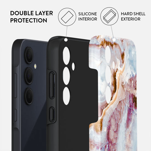 Frozen Leaves - Cute Marble Samsung Galaxy A35 Case 2