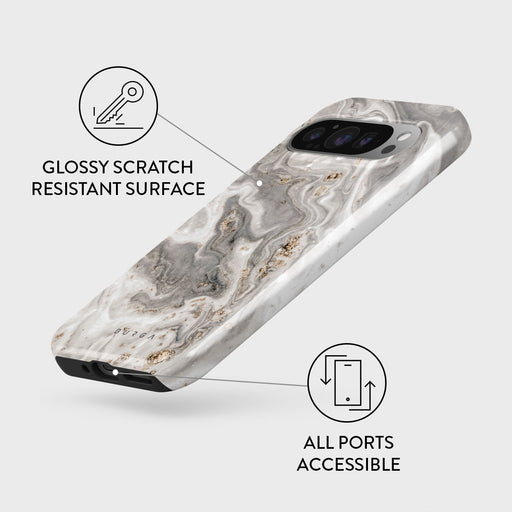 Snowstorm - Grey Marble Google Pixel 9 Pro Case 3