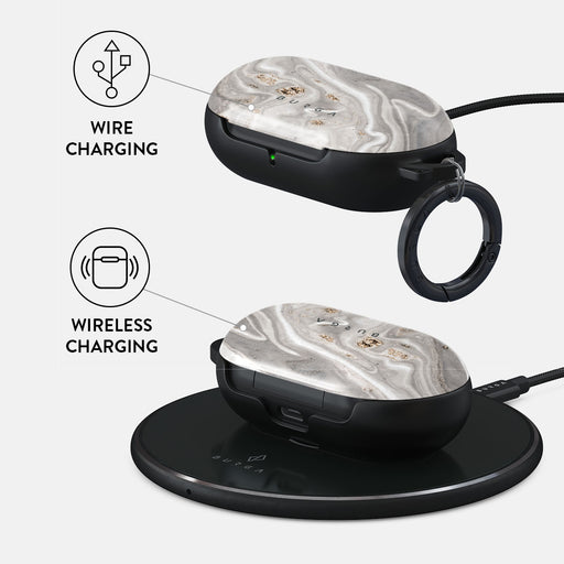 Snowstorm - Grey Marble Samsung Galaxy Buds Case 3