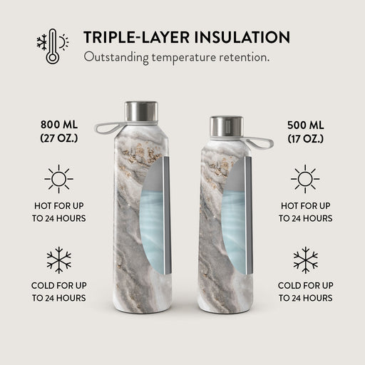 Snowstorm - Grey Marble Water Bottle