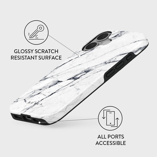Satin White - Marble iPhone 16 Plus Case 3