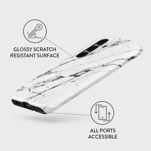 Satin White - Marble Samsung Galaxy S25 Case 3