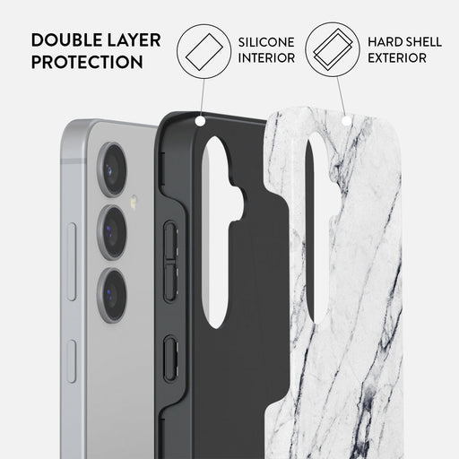 Satin White - Marble Samsung Galaxy S24 FE Case 2