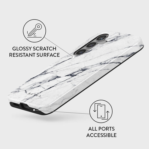 Satin White - Marble Samsung Galaxy S24 FE Case 3