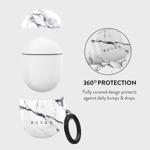 Satin White - Marble Google Pixel Buds Pro Case 2