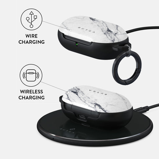 Satin White - Marble Samsung Galaxy Buds Case 3