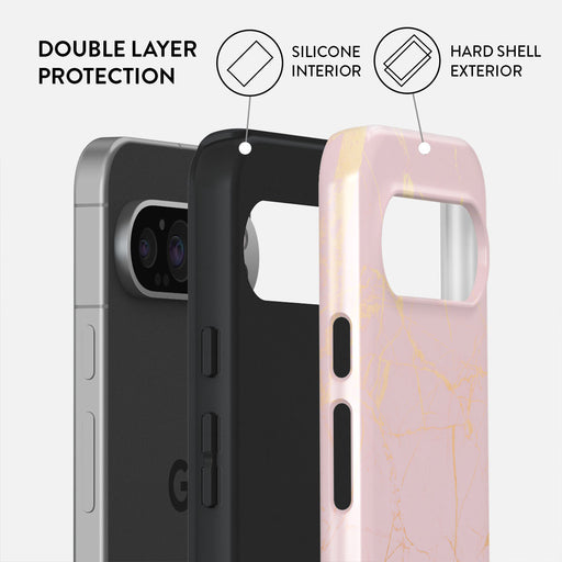 Peachy Gold - Pink Marble Google Pixel 9 Pro Case 2