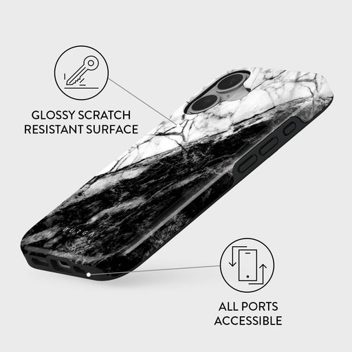 Fatal Contradiction - Black & White Marble iPhone 16 Plus Case 3
