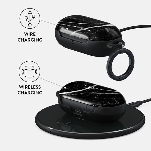 Noir Origin - Black Marble Samsung Galaxy Buds Plus Case 3