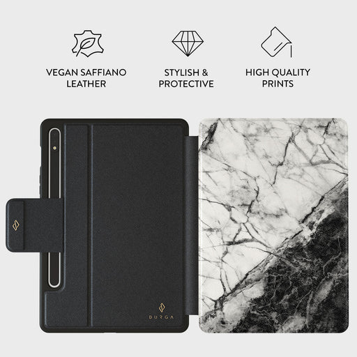 Fatal Contradiction - Black & White Marble Samsung Galaxy Tab S9 FE Case 2