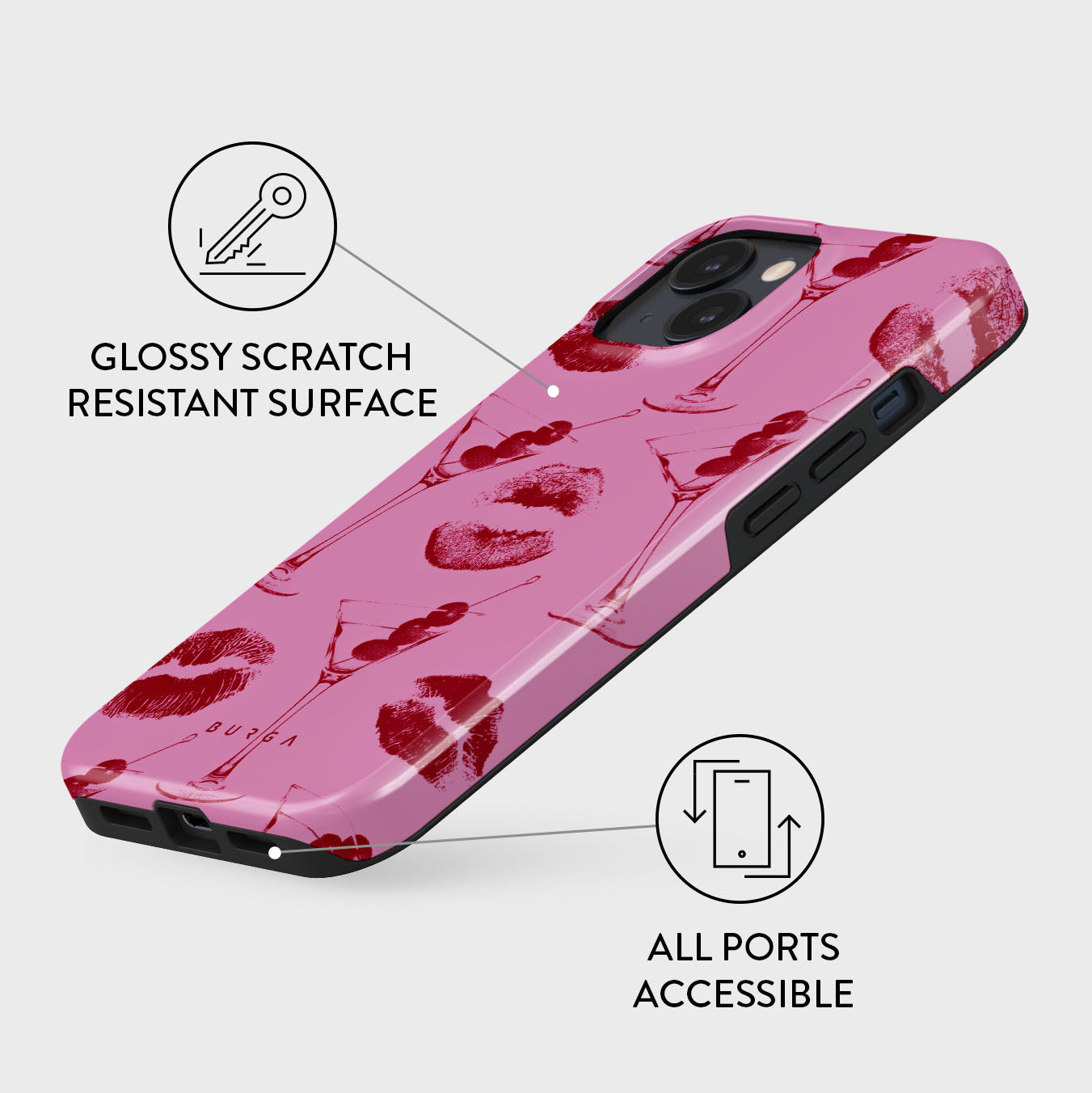 【BURGA】Call Me リップ＆カクテル iPhoneケース MagSafe対応 BURGA】Call Me リップ＆カクテル iPhoneケース MagSafe対応