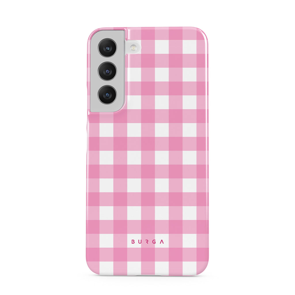 Samsung Galaxy S22 5G Hard Shell Phone Case Pink Checkerboard