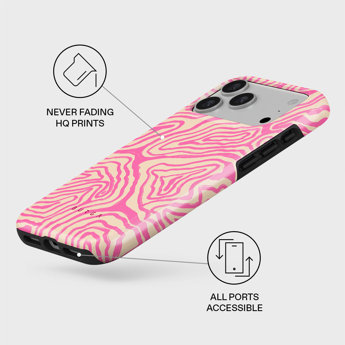 【新品】BURGA マーブルデザイン ハードケース　ピンク　iPhone17 Pink Shores - iPhone 17 Pro Max Case | BURGA