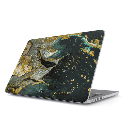 Dark Slate Green Flowerly Collection Macbook Case . Macbook Hard Case 2024 and Rose Gold . Macbook Pro 13 Case . Monogram . Macbook Pro 16