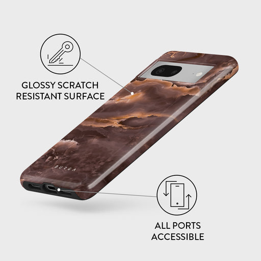 Fire Wood - Brown Marble Google Pixel 7a Case 3