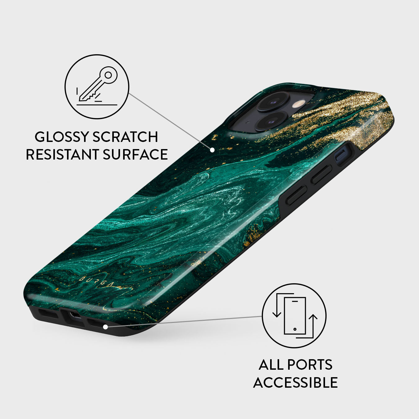Emerald Pool - Elegant iPhone 13 Mini Case | BURGA