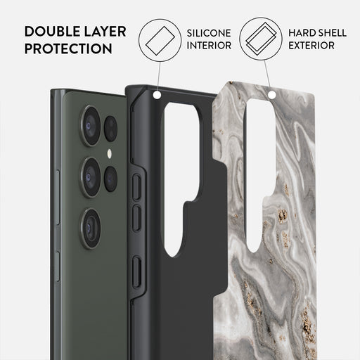 Snowstorm - Grey Marble Samsung Galaxy S23 Ultra Case 6