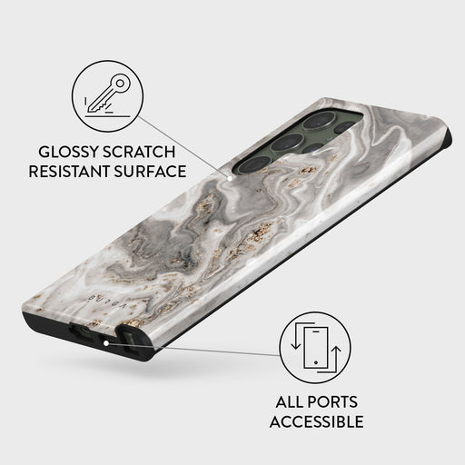 Snowstorm - Grey Marble Samsung Galaxy S23 Ultra Case 7