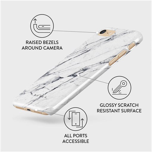 Satin White - Marble iPhone SE (2022) Case 3