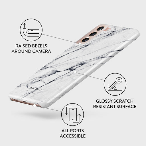 Satin White - Marble Samsung Galaxy S21 Plus Case 3
