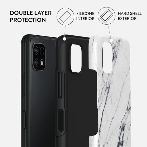 Satin White - Marble Samsung Galaxy A22 5G Case 2
