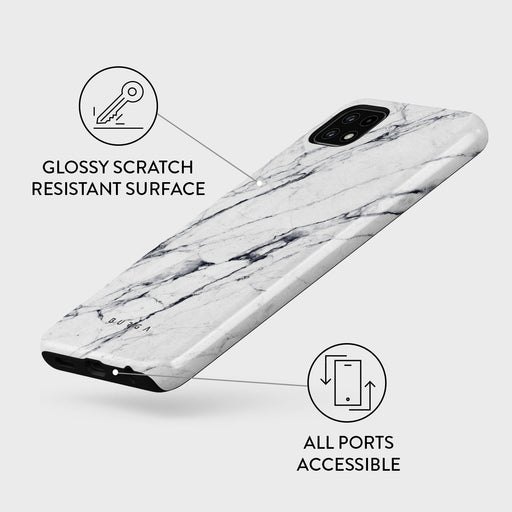 Satin White - Marble Samsung Galaxy A22 5G Case 3