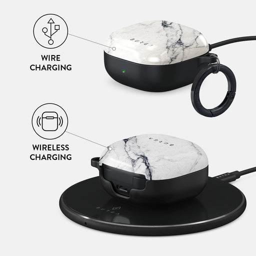 Satin White - Marble Samsung Galaxy Buds Pro Case 3