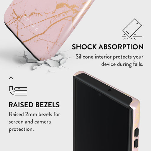 Peachy Gold - Pink Marble Samsung Galaxy S22 Ultra Case 8