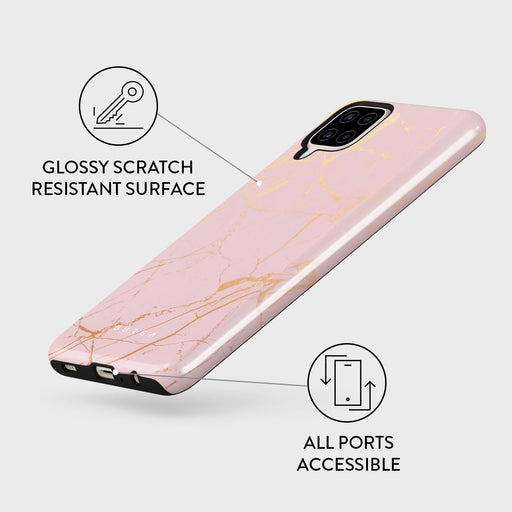 Peachy Gold - Pink Marble Samsung Galaxy A12 4G Case 7