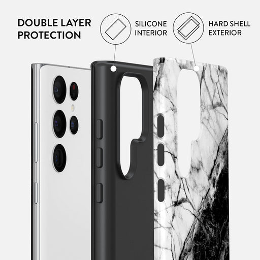 Fatal Contradiction - Black & White Marble Samsung Galaxy S22 Ultra Case 6