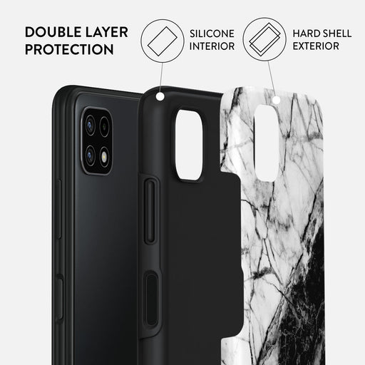 Fatal Contradiction - Black & White Marble Samsung Galaxy A22 5G Case 2