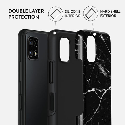Noir Origin - Black Marble Samsung Galaxy A22 5G Case 2